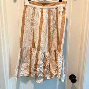 Madewell White/Taupe Cotton Midi Skirt, Size Small